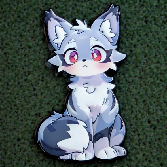 Adorable Gray Fox Enamel Pin - Picture 1 of 4